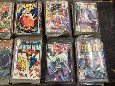 Lot 1773 - Marvel comics mostly 80s to include The Amazing Spider-man, Ironman and Moon Knight and others .Approximately 185 comics
