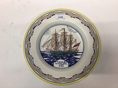 Lot 1152 - Poole pottery dish 1976 - Poole Whaler 1783, ship drawn by Arthur Bradbury and painted by Nellie Blackmore