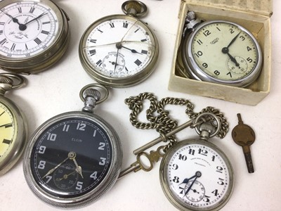 Lot 156 - Group of vintage pocket watches and two wooden watch stands