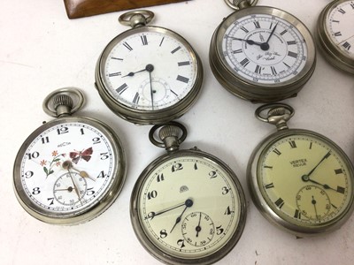 Lot 156 - Group of vintage pocket watches and two wooden watch stands