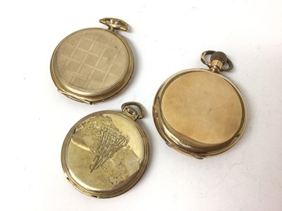 Lot 157 - Three gold plated pocket watches including one full hunter