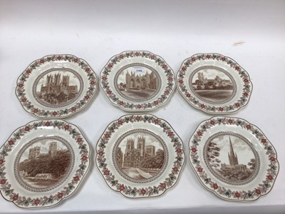 Lot 1162 - Set of six Wedgwood LNER Cathederal series plates, marked on the back Catherine shape, as supplied to the Empress Catherine of Russia, 23cm diameter