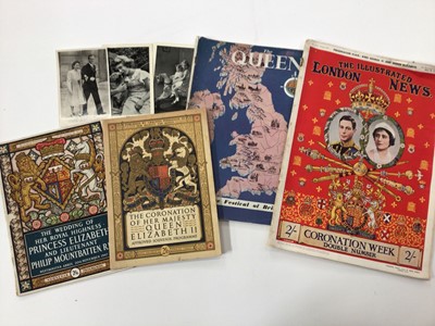 Lot 1425 - Box of mixed ephemera including War time newspapers, magazines, Royaly cigarette cards and others.