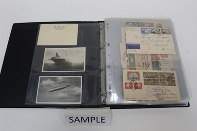 Lot 1407 - Collection in album of Graf Zeppelin covers & postcards to include 1st Flight LZ-127, Zeppelin Mail covers, good range of postcards, USA Tactical Training Flight, USS AKRON, several 1930's period c...