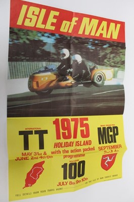 Lot 2006 - Original 1975 Isle of Man TT motorcycle races unframed poster, 75 x 50.5cm