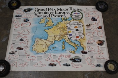 Lot 1997 - Mobil Oils poster- 'Grand Prix Motor Racing Circuits of Europe Past and Present', 98 x 76cm