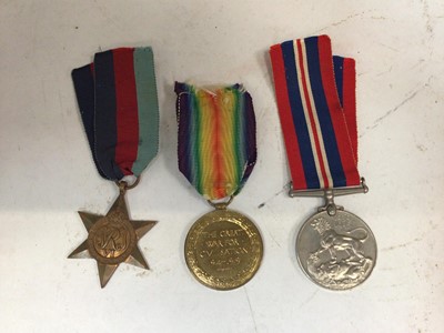 Lot 707 - First World War Victory medal named to 45587. 1. A.M. T. Selfe. R.A.F. together with Second World War 1939 - 1945 Star and War medals and a small group of coins.