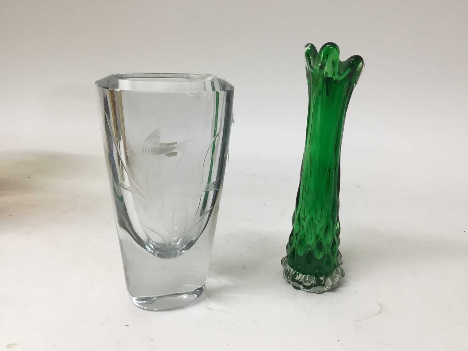 Lot 519 - Four pieces of art glass, including a Mdina goblet, Stromberg fish vase, a Czech vase and one other piece (4)