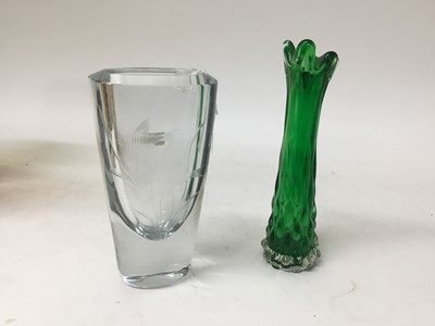 Lot 1196 - Four pieces of art glass, including a Mdina goblet, Stromberg fish vase, a Czech vase and one other piece (4)