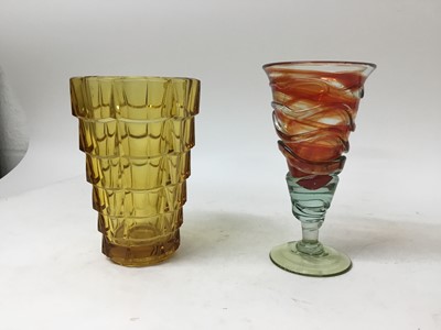 Lot 519 - Four pieces of art glass, including a Mdina goblet, Stromberg fish vase, a Czech vase and one other piece (4)