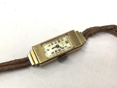 Lot 164 - Two ladies gold 9ct wristwatches on leather straps