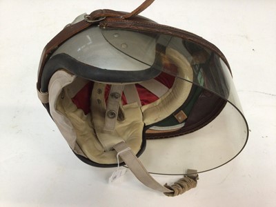 Lot 1993 - Scarce 1950s / 60s Les Leston G.P. crash helmet, together with a 1960s Moto Lita style steering wheel (2)