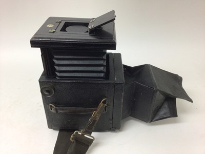 Lot 2355 - Thornton Pickard Special Ruby Reflex quarter plate camera, Polaroid Land Camera and a Yashica Mat 120 TLR