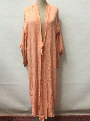 Lot 2114 - Japanese handmade pink silk kimono embroidered with wisteria flowers in satin stitch.  Plus a 1930's pink kimono.