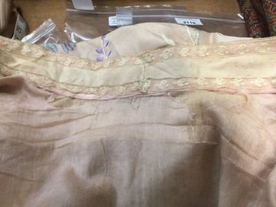 Lot 2114 - Japanese handmade pink silk kimono embroidered with wisteria flowers in satin stitch.  Plus a 1930's pink kimono.