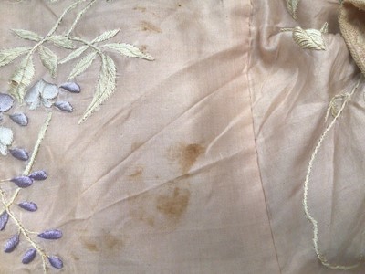 Lot 2114 - Japanese handmade pink silk kimono embroidered with wisteria flowers in satin stitch.  Plus a 1930's pink kimono.