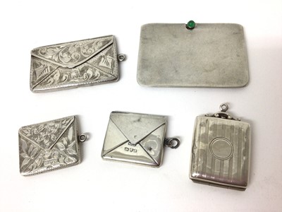 Lot 176 - Five Edwardian silver stamp cases including two envelope-type (5)