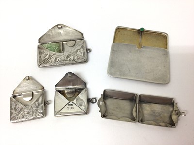 Lot 176 - Five Edwardian silver stamp cases including two envelope-type (5)