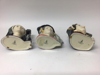 Lot 1181 - Set of seven Royal Doulton character jugs - Henry VIII D6642, Jane Seymour D6646, Anne of Cleves D6653, Catherine of Aragon D6643, Anne Boleyn D6644, Catherine Parr D6664 and Catherine Howard D6645