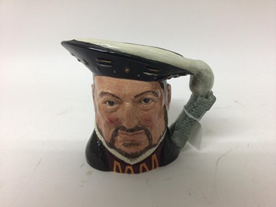 Lot 1181 - Set of seven Royal Doulton character jugs - Henry VIII D6642, Jane Seymour D6646, Anne of Cleves D6653, Catherine of Aragon D6643, Anne Boleyn D6644, Catherine Parr D6664 and Catherine Howard D6645