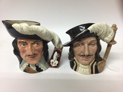 Lot 1182 - Four Royal Doulton character jugs - D'Artagnan D6691, Athos D6452, Porthos D6440 and Aramis D6441