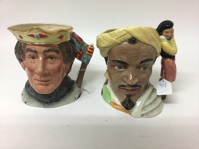 Lot 1183 - Six Royal Doulton The Shakespearean Collection character jugs - Macbeth D6667, William Shakespeare D6689, Romeo D6670, Hamlet D6672, Henry V D6671 and Othello D6673