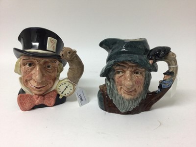 Lot 1190 - Six Royal Doulton character jugs - Mad Hatter D6598, Rip Van Winkle D6438, The Ring Master D6863, Tam o'Shanter D6632, Falstone D6287 and The Lawyer D6498