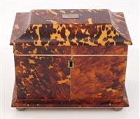 Lot 929 - Good George IV blond tortoiseshell tea caddy...