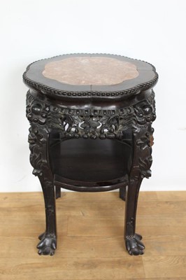 Lot 1270 - 19th century Chinese hardwood plant stand with inset marble top