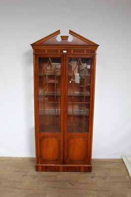 Lot 142 - Antique-style yew display cabinet with astragal glazed doors, 89cm wide x 39cm deep x 202cm high