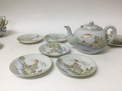 Lot 1195 - Japanese eggshell teaset with Geisha image to base