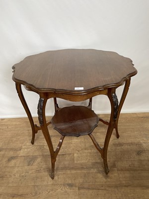 Lot 151 - Edwardian corner chair and two Edwardian two tier tables (3)