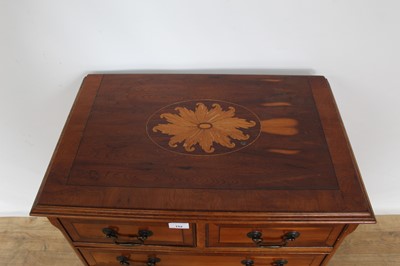 Lot 152 - Small reproduction yewwood chest of two short and three long drawers, 63cm wide x 40cm deep x 72cm high