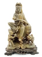 Lot 932 - Chinese Carsved soapstone figure of Guanyin...