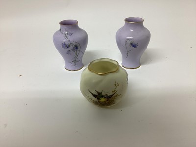 Lot 1199 - Pair of Royal Worcester vases with gilt rims and bluebell decoration, 10.5cm high and one other (3)