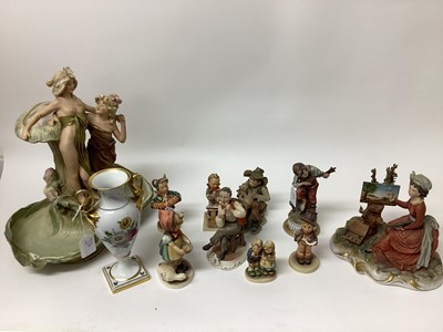 Lot 1320 - Five Hummel figures, Royal Dux figure group, Capo di monte and other china