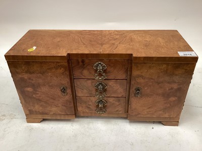 Lot 2618 - Miniature walnut sideboard, 44cm in length, together and an oak casket (2)