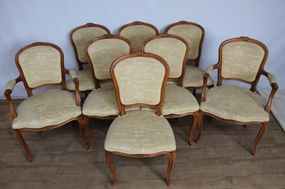 Lot 160 - Set of eight French-style upholstered dining chairs, two carvers and six standards