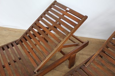 Lot 165 - Pair of wooden sun loungers