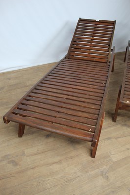 Lot 165 - Pair of wooden sun loungers