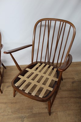 Lot 166 - Ercol-style two seater sofa and three similar chairs