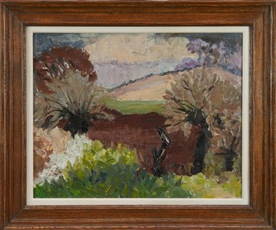 Lot 901 - *Lucy Harwood (1893-1972) oil on canvas, Fields, signed verso, 41 x 50cm, framed. Provenance: Louise Kosman Gallery