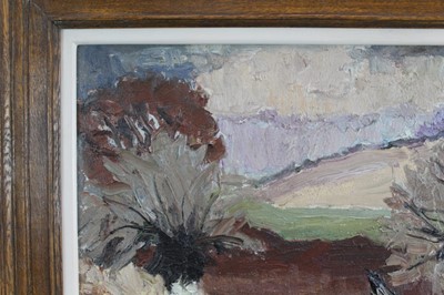 Lot 901 - *Lucy Harwood (1893-1972) oil on canvas, Fields, signed verso, 41 x 50cm, framed. Provenance: Louise Kosman Gallery