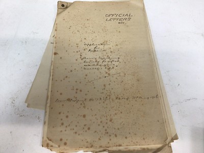 Lot 745 - Interesting collection of First World War ephemera relating to the application for a patent to 'aim teaching devices for rifles, machine guns and the like', the paperwork details the initial applic...