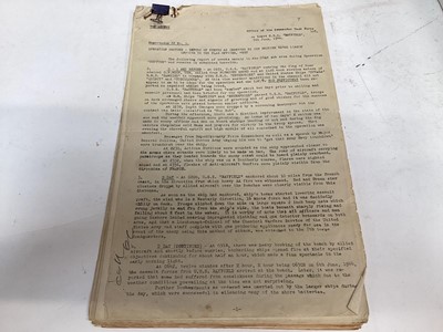 Lot 746 - Second World War Top Secret Operation Neptune (D - Day Landings), report of events as observed by the British Naval Liasion Officer to the Flag Officer, West. (Lieutenant Charles Pickering), from t...