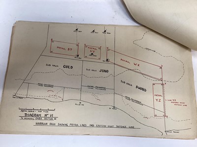 Lot 746 - Second World War Top Secret Operation Neptune (D - Day Landings), report of events as observed by the British Naval Liasion Officer to the Flag Officer, West. (Lieutenant Charles Pickering), from t...