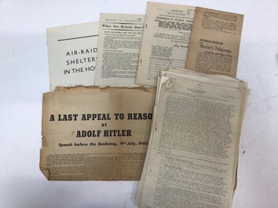 Lot 747 - Large collection of Second World War Ministry of Information London region reports from 1942 and 1943 named to Major A. E. Rees, together with other related wartime ephemera (qty)