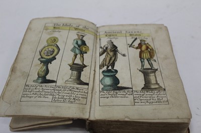 Lot 1442 - Maps, an 18th century bound volume of hand coloured engraved maps by John Seller, lacking front cover and frontispiece, containing 62 folding maps of The Bristish Isles, view of Stonehenge, Seals o...