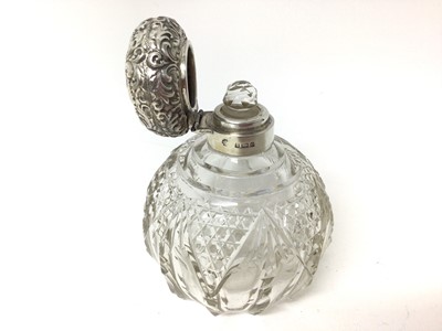 Lot 201 - Victorian silver mounted hobnail glass scent flask, two silver Bon Bon dishes and Festival of Britain 1951 silver ashtray (4)