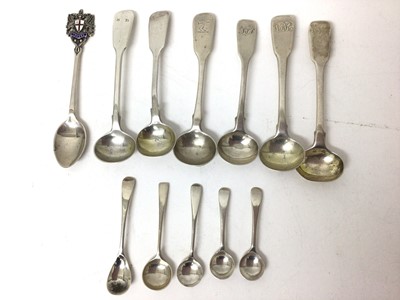 Lot 203 - Collection of Georgian and later salt spoons (12)